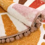 KIMODE Retro Sun Round Rug 90cm, Non Slip Area Rugs for Bedroom Soft Machine Washable Rugs Living Room Indoor Door Mat with Pom Poms Fringe Circle Entryway Rug for Bedroom Living Dining Room - Image 4