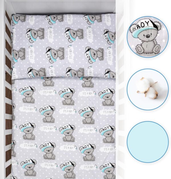 Baby Comfort 2 Piece Duvet Cover & Pillowcase Bedding Set 150x120 cm for Toddler Junior Cot Bed (It's a Boy) - Image 3