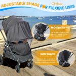 Orzbow Universal Baby Mosquito Net & Buggy Sun Shade with UPF50+,Breathable Pram Net Cover with Two-way Zipper & Adjustable Stroller Sun Cover with Bag for Pushchair,Car Seat & Carrycot (Black) - Image 3