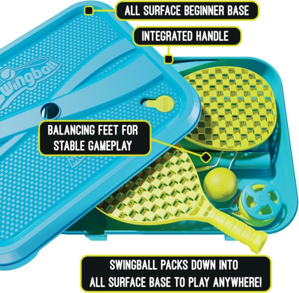 Early Fun All Surface Junior Swingball Set, For ages 3+, Introduction to Swingball, Foam Ball and little hands bats, Tangle Free Top Spinner, All Surface Base, Blue and Yellow, 36 x 46 x 10 cm - Image 5