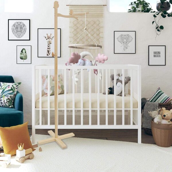 Baby Mobile Arm, Upgraded Wooden Crib Mobile Holder Without Mosquito Net, DIY DIY Cot Mobiles for Babies Mobile Stand Easy Installation for Hanging Bed Bell(Without Mosquito net) - Image 3