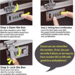 HEWEI WORKS Locking Box with Portable Storage Case, Childproof Medicine Organizer with Combination Lock, Lockbox for Money, Documents & Meds Secure Cash, Jewelry, ID Documents (Coffee/Large) - Image 6