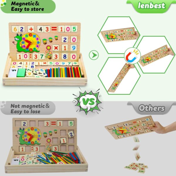 lenbest Wooden Toys Maths Games - Educational Science Kits - Number Blocks | Teaching Learning Clock | Counting Toys - Early Development & Activity Toys - Toys for 4 5 6 Year Old Boys Girls gifts - Image 6