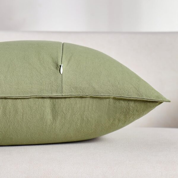 Cushion Covers Green 45cm x 45cm Pack of 2 Cushions Cotton Soft Decorative Square Throw Pillow Case Flange Pillowcases for Livingroom Sofa Bedroom 18x18 Inch Sage Green - Image 4