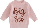 FeMereina Baby Girl Winter Clothes Letter Embroidery Knit Sweater Sister Matching Outfits