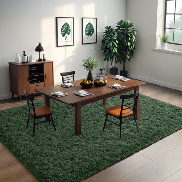 Larhom Fluffy Area Rugs for Living Room Bedroom, 4x6 Dark Green Ultra Soft Plush Fuzzy Rug, Anti-Skid Indoor Carpet Nursery Rugs for Kids Room Home Decor, High Pile, Non-Shedding - Image 8
