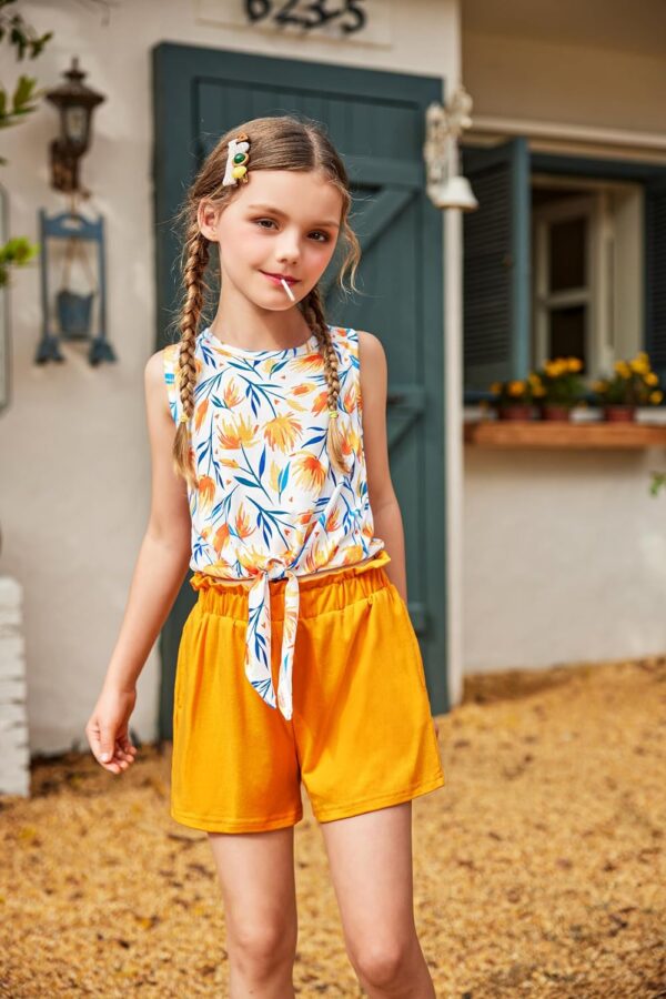 Arshiner Girls Tank Tops with Shorts Set Kids Summer Clothing Sets Casual Fashion Sleeveless T-shirts Outfits for Girls - Image 2
