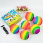 Homotte 6 Pcs Rainbow Playground Balls for Kids, 5 Inch Small Kickball Dodgeballs, Mini Toy Bouncing Ball Handball Set for Indoor & Outdoor Activities with Hand Pump - Image 5