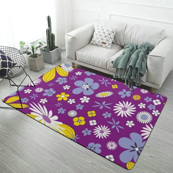 Soft Area Rugs for Bedroom Living Room Rugs Nursery Girls Carpets Kids Home Decor Rugs ,Purple Flower - Image 5