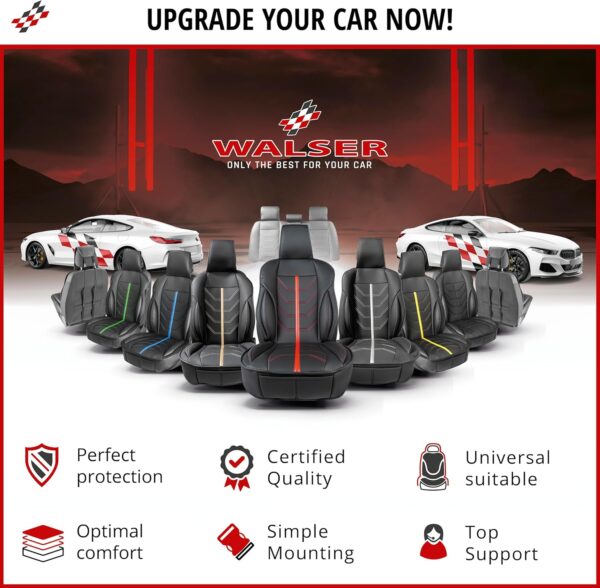 Walser Car seat cover Kimi, universal seat cover and protective pad in black - white, seat protector for cars and vanss in racing look design - Image 6