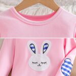 Trsenvrml Baby Girls Easter Dresses for Kids Cotton Long Sleeve Bunny Dress Toddler Causal Plaid Dresses - Image 5