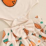 M9ppzzur7 Baby Girls Easter Outfit Carrot/Bunny Embroidery Romper and Ruffle Tutu Shorts Bloomer Shorts + Headband Set Clothes - Image 4