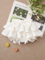 Agoky Baby Girls Ruffle Layered Bloomer Shorts High Waist Bowknot Skirted Victorian Pumpkin Short Pants - Image 3