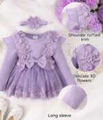 SEAUR A Line Dresses Infant Romper Dress Cotton Baby Girl Summer Dress Long Sleeve Party Dress Baby Girl Cute Dress - Image 3