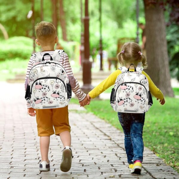 ISAOA Toddler Backpack with reins, Kids Anti-Lost Rucksack with Safety Harness,Doodle Cow with Flower Backpack for Boys and Girls Baby Preschool Mini Bag with Leash,S - Image 6