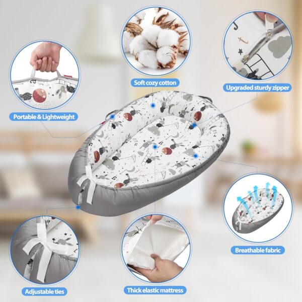 Baby Lounger - Baby Lounger for Newborn 0-24 Months, Breathable & Soft Baby Nest, Portable and Lightweight Infant Lounger for Home and Travel, Ideal Newborn Babies Essentials Baby Shower Gifts - Image 5