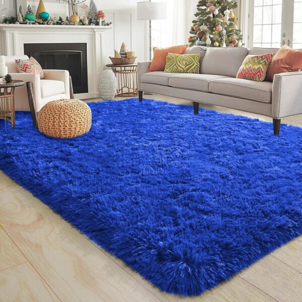 Ailyei 8x10 Large Area Rugs for Living Room, Ultra Soft Royal Blue Big Shag Rug for Bedroom Nursery, Modern Fluffy Plush Carpet for Girls Boys Kids Room Dorm Home Decor, Upgrade Non-Slip - Image 9