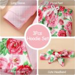 QUNERY Toddler baby girl Clothes Floral Hoodie Sweatshirt Pants with Pocket Girls Outfit Sets - Image 6