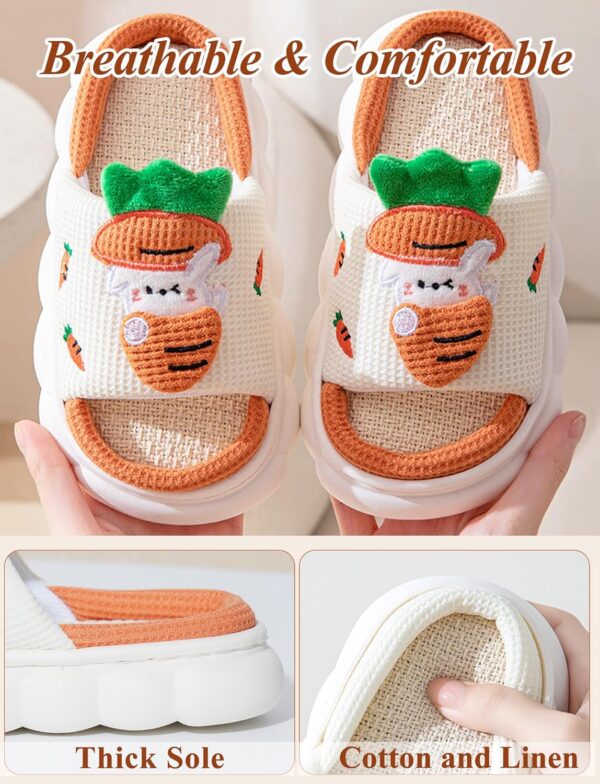 Maeau Toddler Kids Slippers Boys Girls House Slippers Cute Cartoon Animal Open Toe Shoes Linen Indoor Outdoor Slippers Non-Slip House Shoes - Image 4