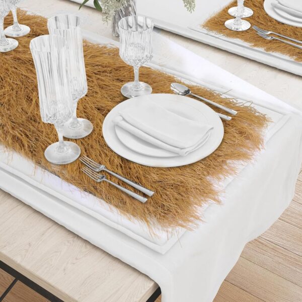 VIJIV Faux Grass Thatch Straw Table Runner Outdoor, 13" x 72" Fake Grass Hay Stacks Table Centerpieces Party Decorations for Modern Farmhouse, Western Themed Cowboy Decor, Home Rustic Decor - Image 6
