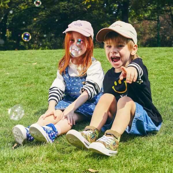 Unisex Trainers Easy Fasten Boys Girls Casual Sneakers Kids High Top Canvas Sports Shoes - Image 5