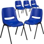 Flash Furniture 5 Pack HERCULES Series 440 lb. Capacity Kid's Navy Ergonomic Shell Stack Chair with Black Frame and 12" Seat Height