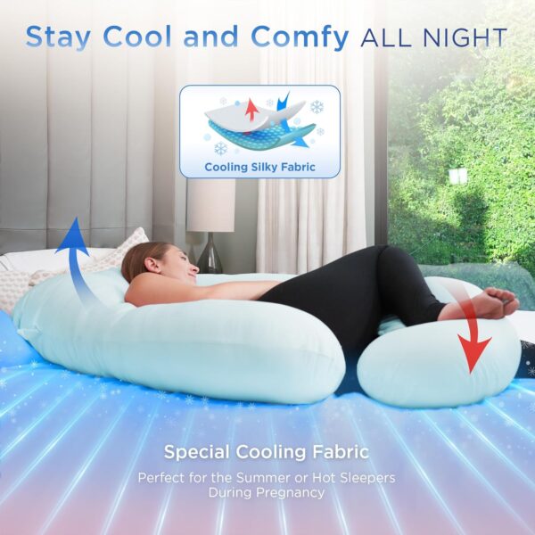 PinkFoggie Cooling Pregnancy Pillow,U Shaped Full Body Pillows for Sleeping Support, 57 Inch Maternity Pillow for Pregnant Women with Cooling Silky Cover,Buttery Soft,Super Breathable for Hot Sleeper - Image 2