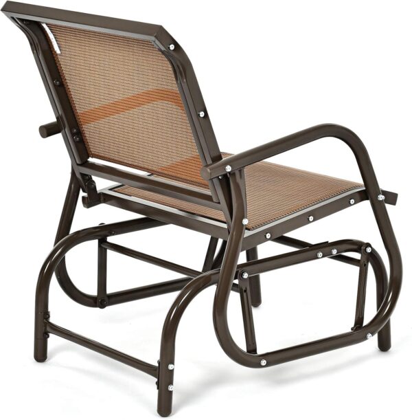 CASART Outdoor Glider Chair, Garden Swing Chair with Sturdy Steel Frame, Single Seat Glider Rocking Chair for Patio, Backyard and Poolside (Brown) - Image 9