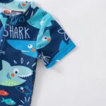 LYSINK Toddler Boy Girl Swimsuit Rash Guard Zipper One Piece Swimsuit Shark Printed Short Sleeve Infant Beach Bathing Suits - Image 4