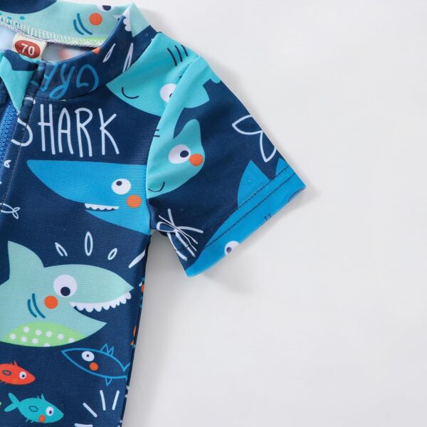 LYSINK Toddler Boy Girl Swimsuit Rash Guard Zipper One Piece Swimsuit Shark Printed Short Sleeve Infant Beach Bathing Suits - Image 4
