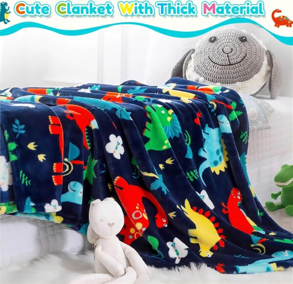 Edcooy Dinosaur Blanket for Boys, Kids Dinosaur Throw Blanket for Boys and Girls, Fluffy Cozy Dinosaur flannel Blanket with Vibrant Colors Cute Design, Soft Warm Throw Blanket (100 x 130cm, Blue)… - Image 8