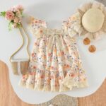 Geagodelia Toddler Baby Girl Summer Lace Dress Fly Sleeve Bowknot Flowy Dresses Boho Floral Sundress Cute Princess Dress 1-5 Years - Image 2