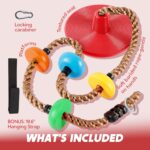 TURFEE Climbing Rope Tree Kids Swing with Platforms and Disc Swings Seat,Outdoor Indoor Backyard Playground Swingset Accessories Single Disk 6 Ft Outdoor Climbing Rope,Carabiner &4 Ft Tree Strap - Image 2