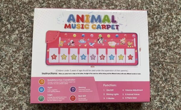 Musical Toys for 1 2 3 4 5 Year Old Girls Gifts,Piano Dance Mat for Kids with 8 Animals Sounds, Early Educational Toddlers Baby Toys Birthday Present for Girls Baby - Easter Gifts for Kids - Image 9