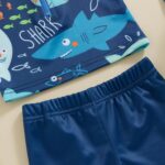 WERNZATT Toddler Baby Boys 3 Pieces Swimsuit Set Swimwear Dinosaur Shark Zipper Bathing Suit UPF 50+ Rash Guards with Hat - Image 5