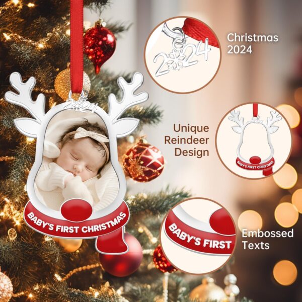 Babys First Christmas Ornament 2024 Girl - Baby First Christmas Ornament 2024 - Baby First Christmas Picture Frame Ornament, Personalized Baby Ornaments for Christmas Tree, Newborn Girl Boy Gift - Image 4