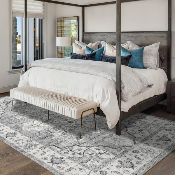Fondream Rugs Living Room 120x170 cm Machine Washable Rugs Anti Slip Area Rug Large Rug Soft Low Pile Bedroom Rugs for Nursery, Game Room, Office Luxury Decorative, Grey - Image 3