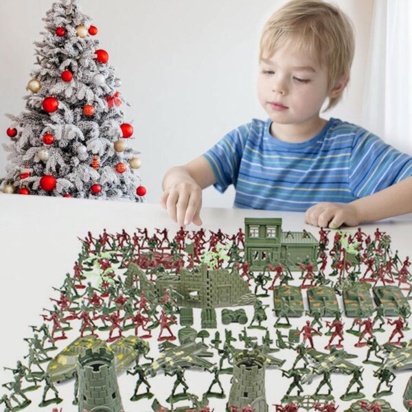 Milit-ary Set with Toy Soldiers, 290 Pieces Milit-ary Model Kits Figures, Milit-ary Soldier Playset, Army Men Action Figures with Battlefield Accessories, War Games Figures Adults Kids Pretend Toys - Image 2