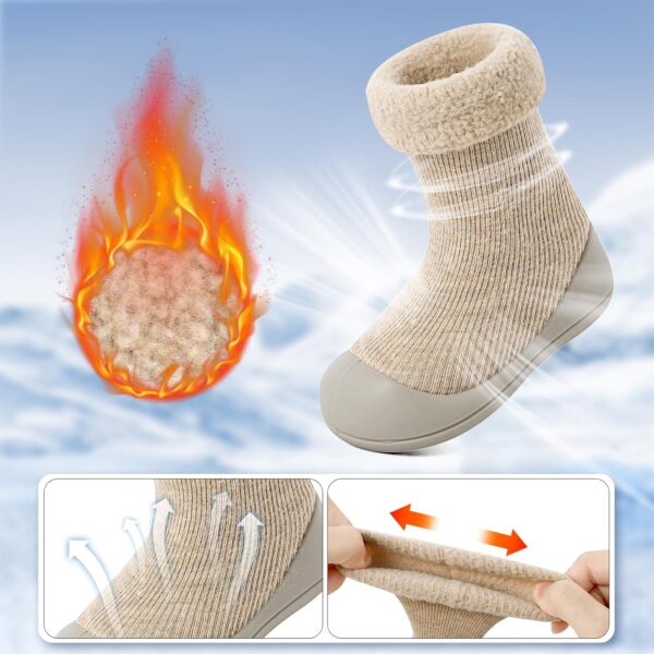 MK MATT KEELY Baby Shoes Boys Girls Winter Warm Sock Shoes Toddlers Thick Pre Walkers Shoes with Anti-Slip Rubber Sole - Image 2