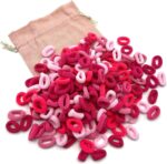 200 Mini Hair Ponios Baby Girls Toddlers Hair Accessories Hair Bobbles Elastics Soft with Linen Storage Bag (Pink Tones)