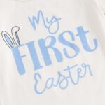 M9ppzzur7 My First Easter Outfit Baby Girls Letter Print Romper and Rabbit Tail Shorts + Headband Set Clothes - Image 5
