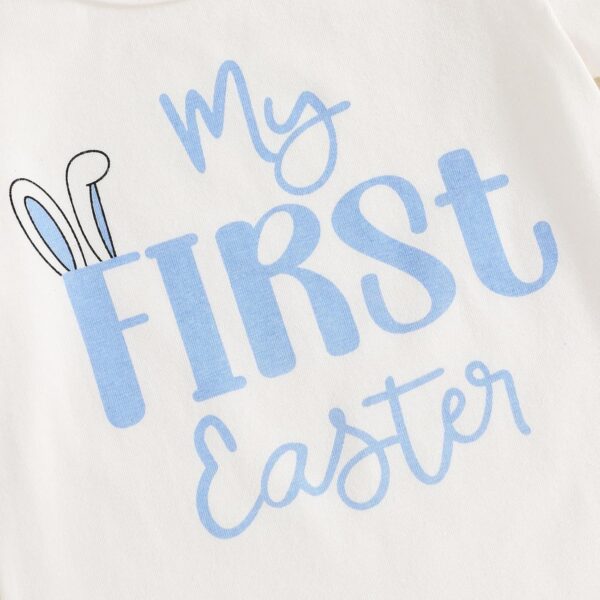 M9ppzzur7 My First Easter Outfit Baby Girls Letter Print Romper and Rabbit Tail Shorts + Headband Set Clothes - Image 5