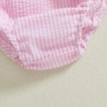 Acrawnni Newborn Baby Girl Ruffle Diaper Cover Striped Plaid Print Elastic Waist Linen Bloomers Infant Detail Bow Frilly Triangle Shorts - Image 6