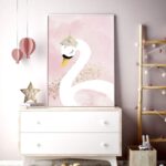 Swans Set of 3 Large Wall Art with Frames, Nursery Framed Wall Pictures, Playroom Wall hangings, Baby Girl Children Bedroom, A4, A3, A2, 20x30 in Black Frame A2 16.54 x 23.39 in / 42 x 59.4 cm - Image 9
