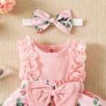 LYSINK Baby Girl Summer Clothes Sleeveless Lace Floral Romper Dress with Headband 0-18M Cute Newborn Outfits - Image 4