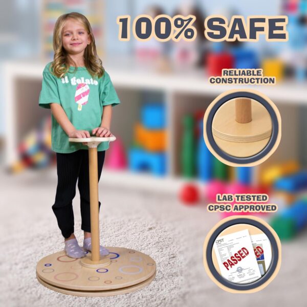 Wooden Stand and Spin Toy | Balance Board 360° Spinner Stand Toddler Toys Age 2, 3, 4, 5, Birthday for Boy Girl, 18 Months +, Kids Toy Indoor or Outdoor for 2 Year Old (Patent Pending) - Image 5