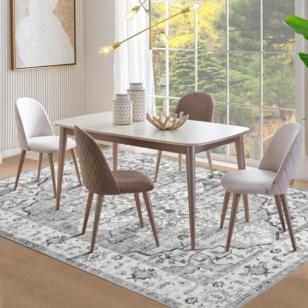 Fondream Rugs Living Room 120x170 cm Machine Washable Rugs Anti Slip Area Rug Large Rug Soft Low Pile Bedroom Rugs for Nursery, Game Room, Office Luxury Decorative, Grey - Image 6