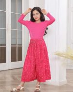 Freshhoodies Girls Clothes Kids Long Sleeves Round Neck Tops + Pleated Pants Outfits Set, 3-7 Years - Image 3