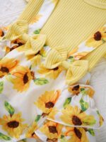 inlzdz Newborn Baby Girls Summer Shorts Sets Ruffle Sleeve Shirt Top + Floral Suspender Shorts Bloomers + Headband Outfit - Image 6