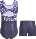 JiAmy Girls Gymnastics Leotards, Gymnastics Outfit Athletic Clothing with Shorts Open Back Bow Ballet Leotards for Kids 3-12 Years - Image 2